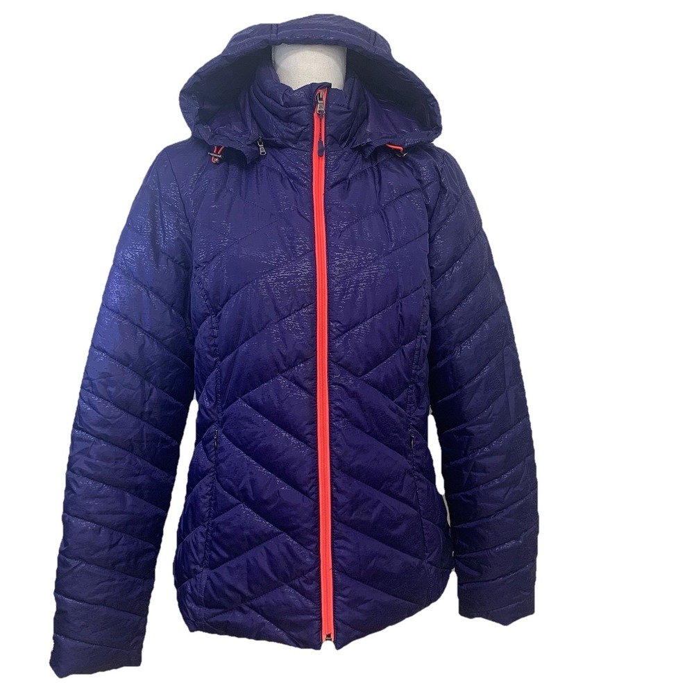 Tek Gear Purple Puffer Quilted Jacket‎ Woman Medium Warm Tek Hood Pockets Casual